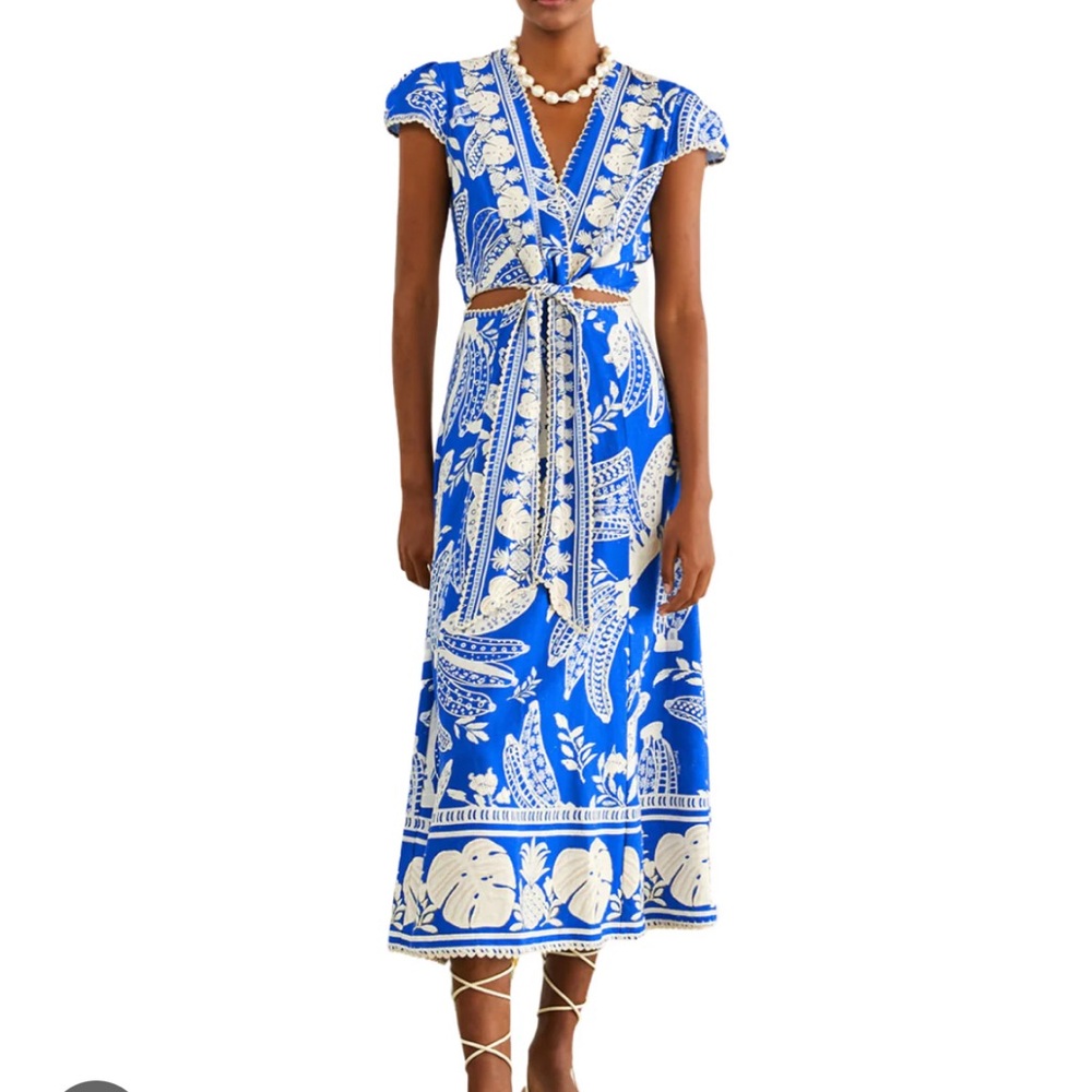 Farm rio blue banana midi dress XXS
